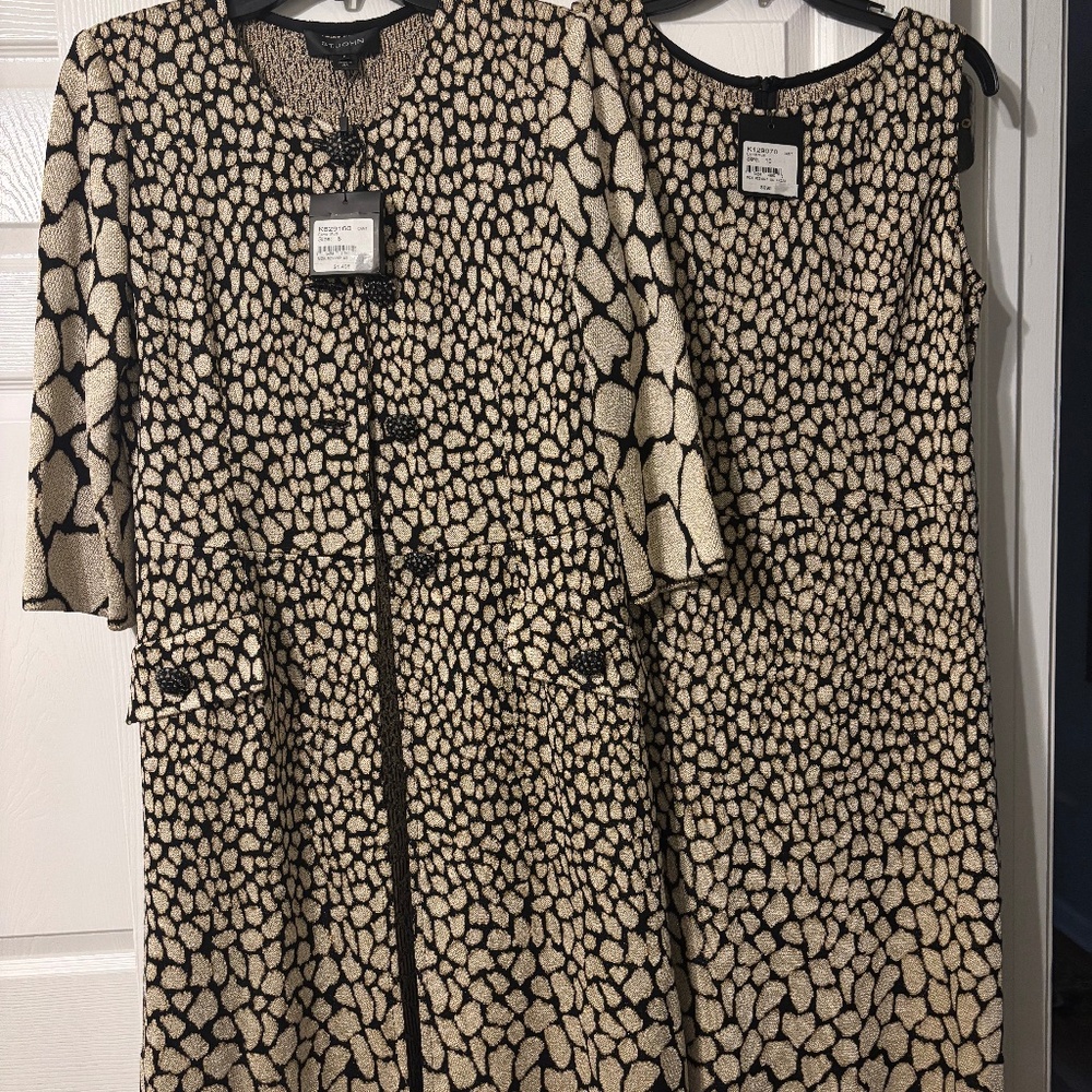 St. John Collection  Animal Jacquard Frosted Dress and Topper